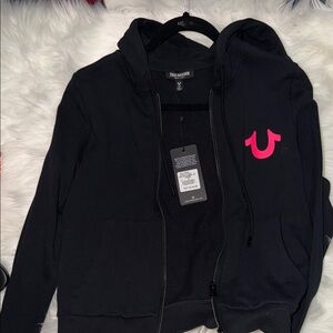 True Religion Black Zip-Up Sweatsuit Size Small Top & Bottom Brand New with Tags
